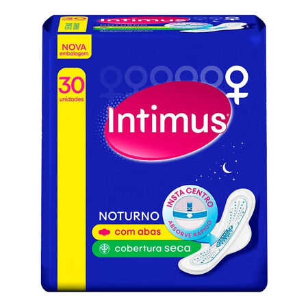 imagem do produto Absorvente Intimus Gel Noturno 30 Unidades Seca Com Abas