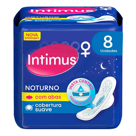 imagem do produto Absorvente Intimus Gel Noturno 8 Unidades Suave Com Abas