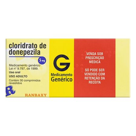 imagem do produto Cloridrato de Donepezila 5mg 30 Comprimidos Ranbaxy