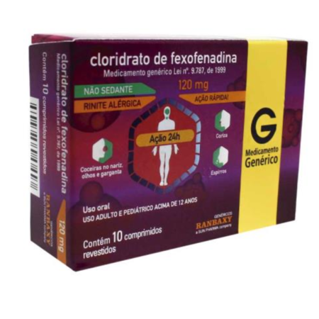 imagem do produto Cloridrato de Fexofenadina 120mg 10 Comprimidos Ranbaxy