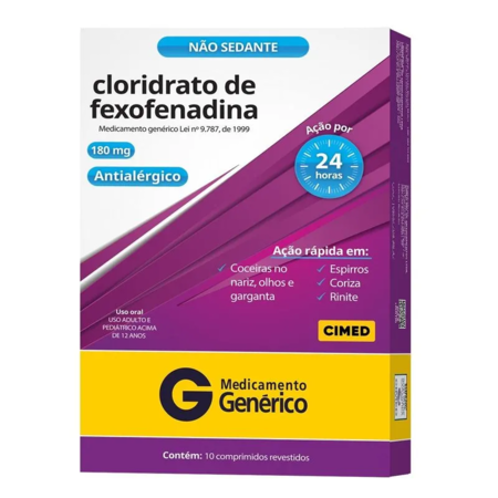 imagem do produto Cloridrato de Fexofenadina 180mg 10 Comprimidos Cimed