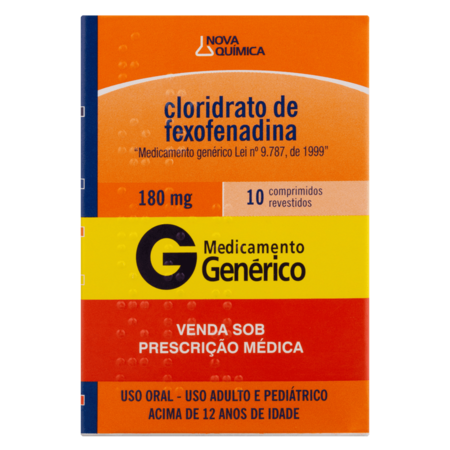 imagem do produto Cloridrato de Fexofenadina 180mg 10 Comprimidos Nova Quimica