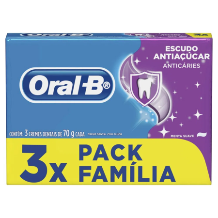 imagem do produto Creme Dental Oral B Escudo Anti Acucar 70g 3 Unidades