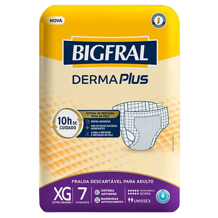 imagem do produto Fralda Bigfral Derma Plus Xg 7 Unidades