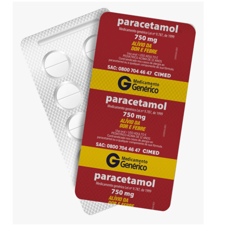 imagem do produto Paracetamol 750mg 10 Comprimidos