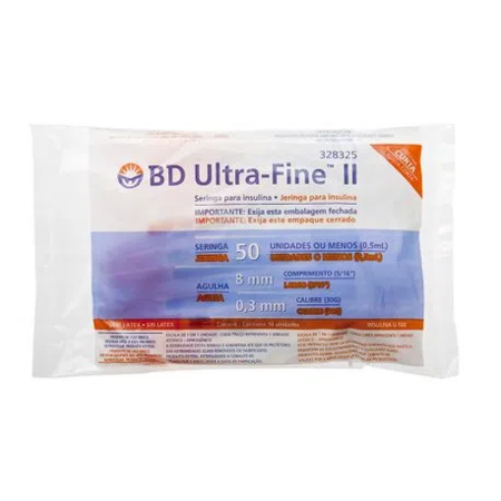 imagem do produto Seringa Bd Ultra Fine Insulina 50 Ui X 8 Mm C/ 10un